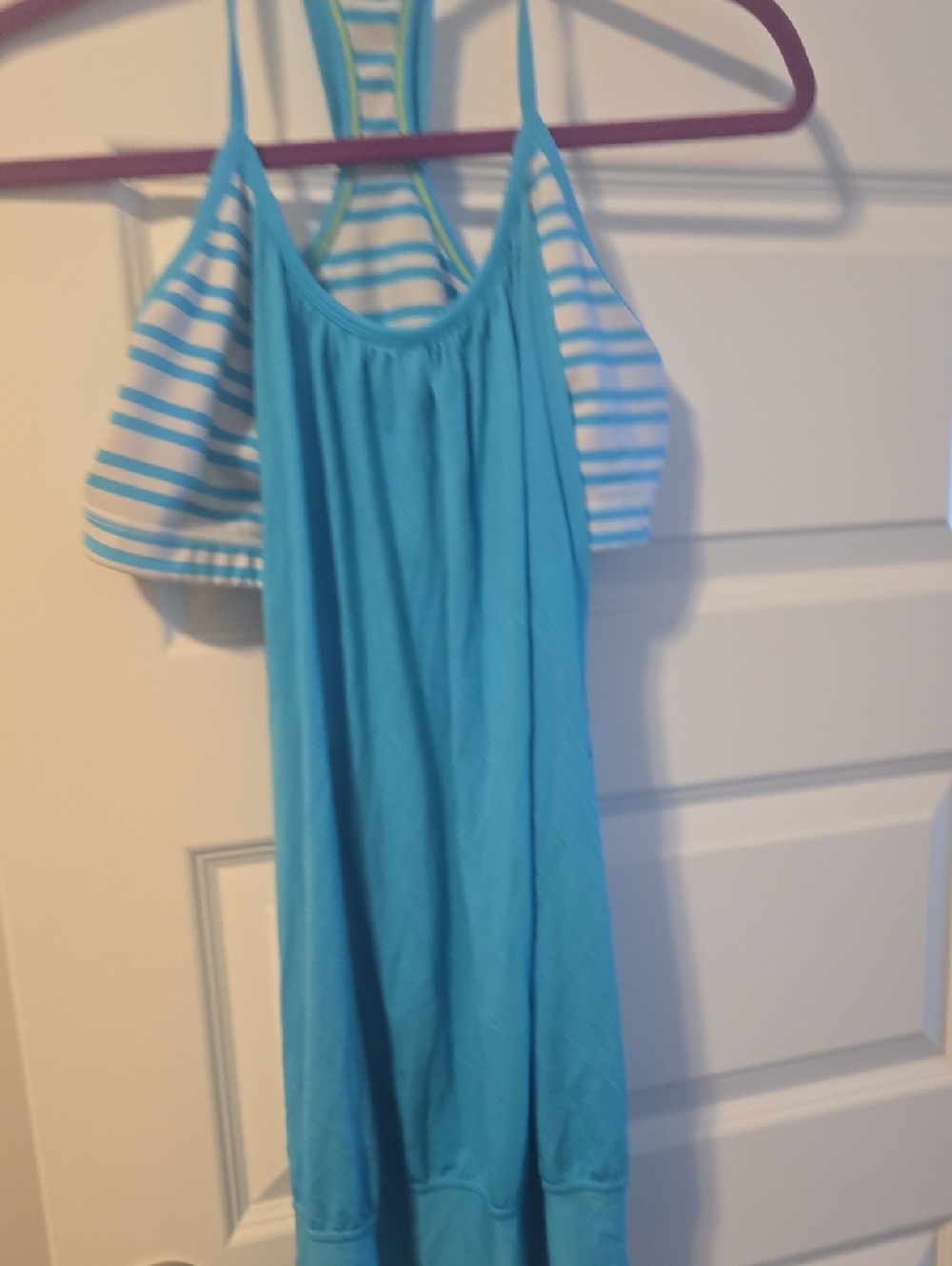 Lululemon Turquoise Strappy Tank Shirt with Striped Accent